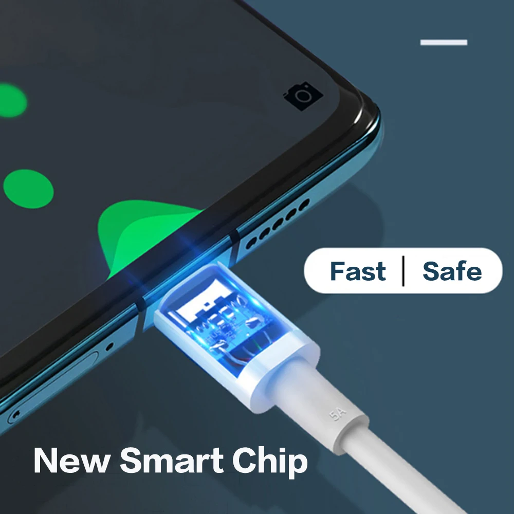 5A Fast Charge USB C Cable For Huawei Samsung Quick Charge FPC QC4.0 QC3.0 Mobile Phone Charging Wire Data White Type C Cable