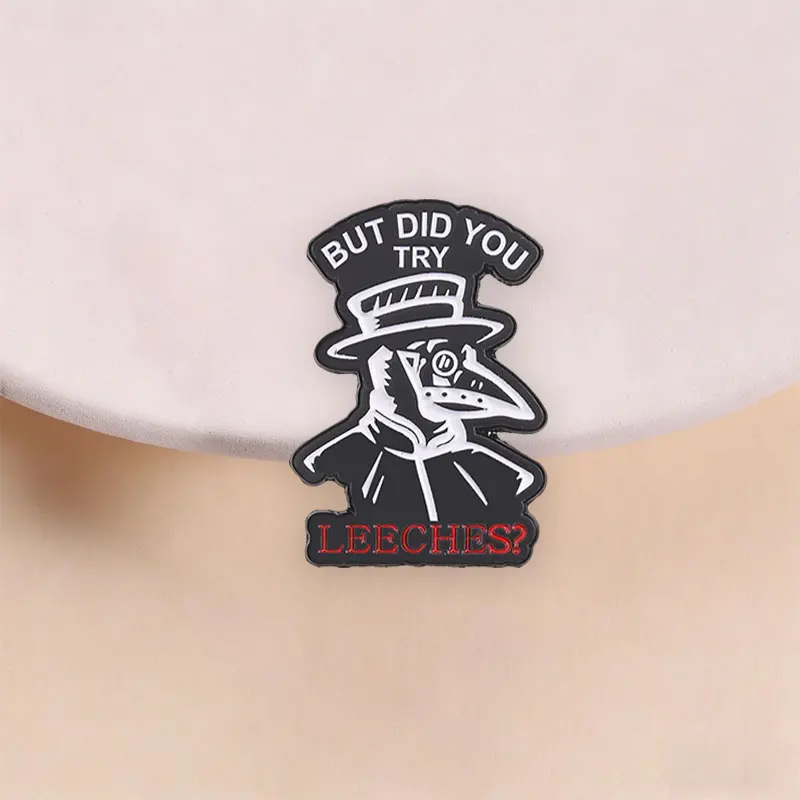 Plague Doctor Enamel Pins Remember Your Why Positive Quote Comedy Movie Characters Brooches Jewelry Accessories Gift for Friends
