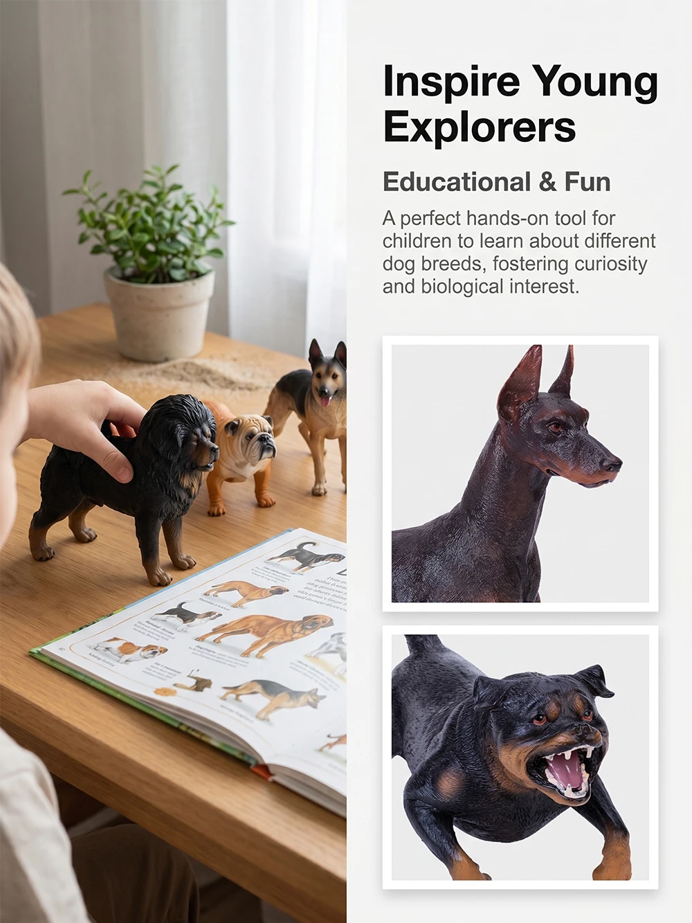Farm Haustier Hund Bullterrier Dobermann Labrador Simulations-Tiermodell Action- & Spielfiguren Sammlung Spielzeug für Kinder Geschenk – Detail 8