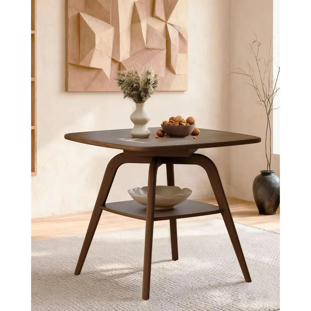 

Квадратный обеденный стол из массива дерева и шпона Walnut 29.5, компактный, для кухни или столовой