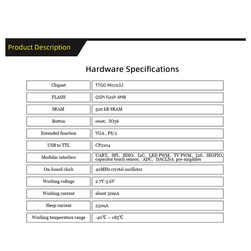 2X Fabgl VGA32 VGA ESP32 Modulo PSRAM V1.4 Controller PS/2 Mouse Tastiera Libreria grafica Gioco ANSI/VT-A74Z
