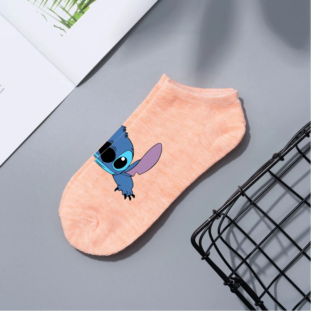 Disney Lilo Stitch Short Multi-Color Boat Socks Spring Summer Cartoon Simple Breathable Socks for Men and Women Cute Short Socks