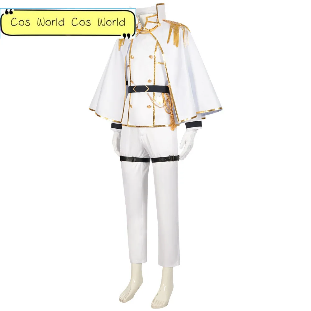 Traje de Cosplay de Anime Blue Lock Bachira Meguru, peluca de Ángeles y demonios, uniforme militar blanco, chal para hombre, trajes de Carnaval de Halloween