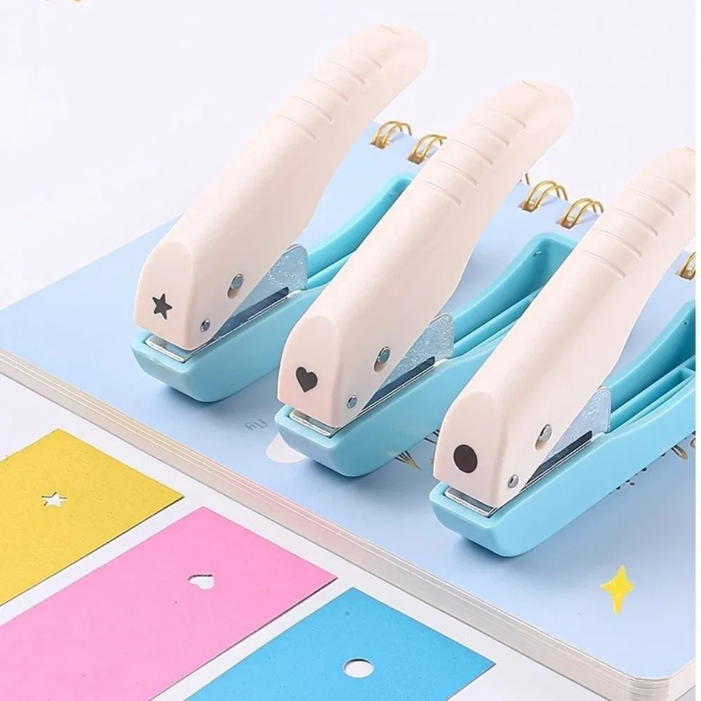 Press-Type Page Punch Embosser Labor-Saving Aesthetic Punching Machine Star Shape Single Hole Paper Puncher Scrapbook Making