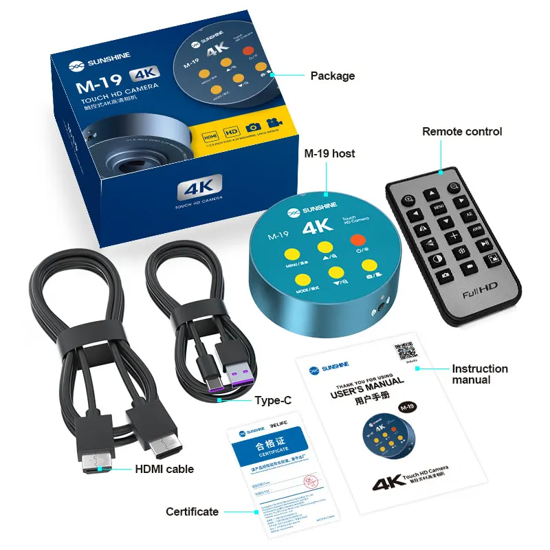 Relife M-19 Microscoop Elektronische Camera Hdmi Hd 4K Industriële Kwaliteit Camera/30fps Hd Sony Chip Ondersteuning Foto/Video/Udisk Opslag