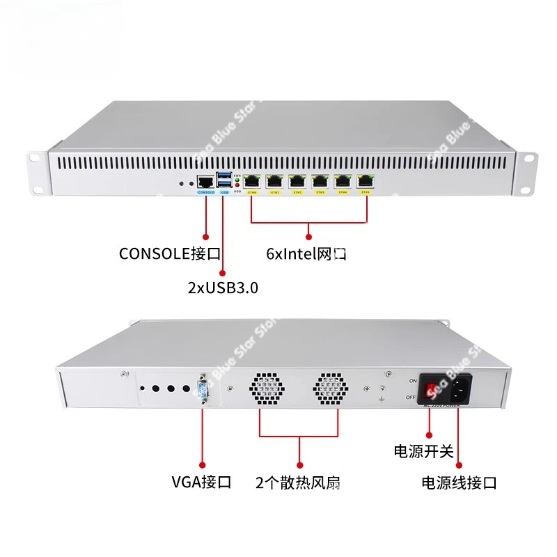 

Server Soft Routing J4125 Celeron Quad Core 6 Network Port 1U Rack IPC Firewall N5105 Server