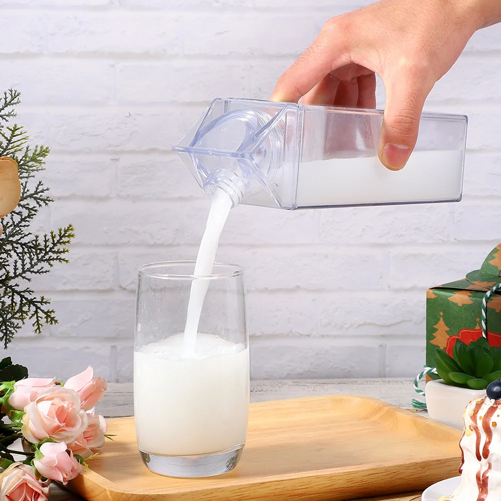 

3Pcs Plastic Milk Carton Water Bottle Leakproof Clear Portable Reusable Travel Outdoor Gym Beverage Bottle 500ml