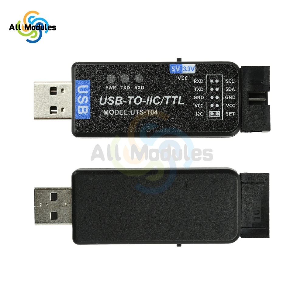 

2-In-1 USB to IC2 IIC/TTL Serial Port UART Communication Module CH341T Flashing Downloader for Electronics
