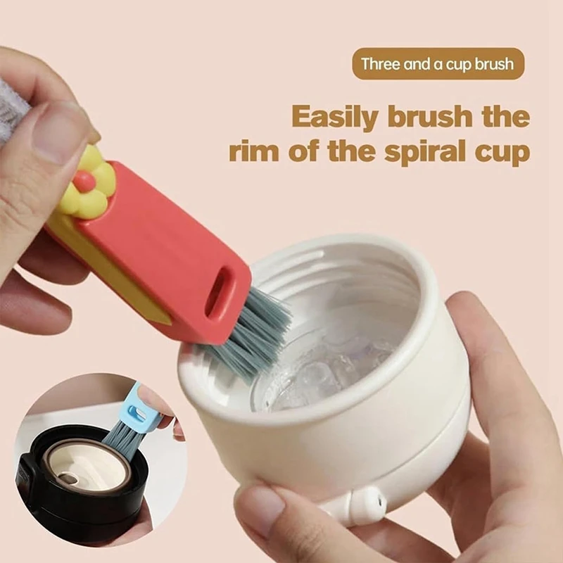 Cup Lid Cleaning Brush - Portable Crevice Cleaning Brush For Bottle Lid Gaps - 2 PC Cute Flower Multi Functional Cleaner Durable