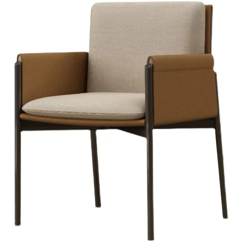 

Italian light luxury dining chair, home minimalist designer saddle leather armrest backrest casual simple restaurant