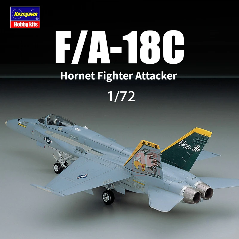 Hasegawa 00438 Plastic Model 1/72 Scale Model Airplane F/A-18C Hornet Fighter Attacker for Military Model Hobby DIY Toys