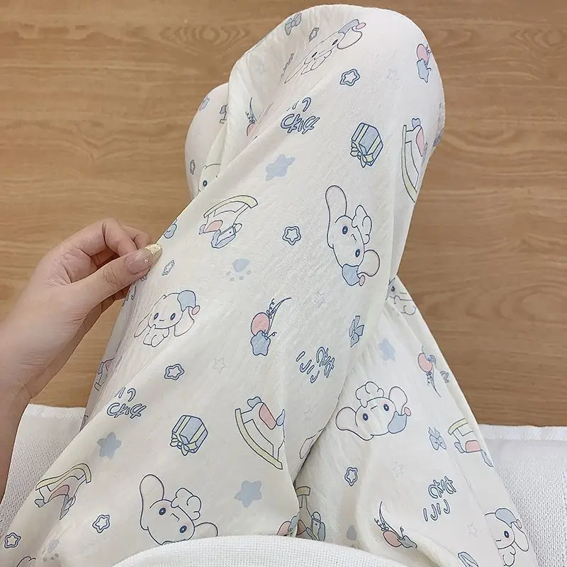 

Пижамные штаны Sanrio Cinnamoroll Y2K, милые мультяшные штаны для сна на весну и осень, удобные домашние брюки для отдыха, домашняя одежда