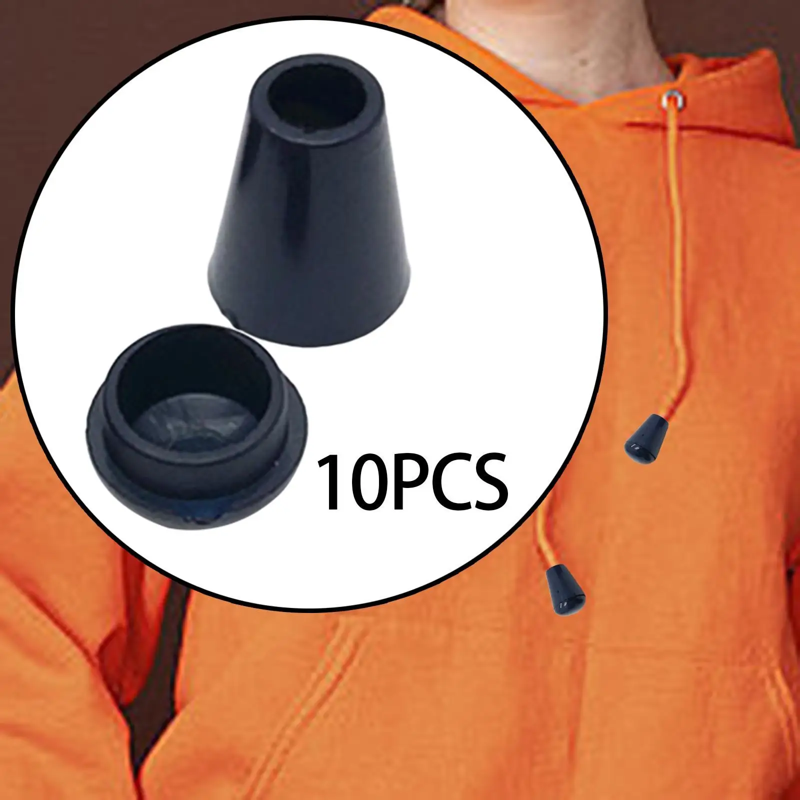 DIY الحبل ينتهي جرس حبل السدادات السوداء تبديل قبعات السحابات لحقيبة الظهر الأربطة الحبل الملحقات #2