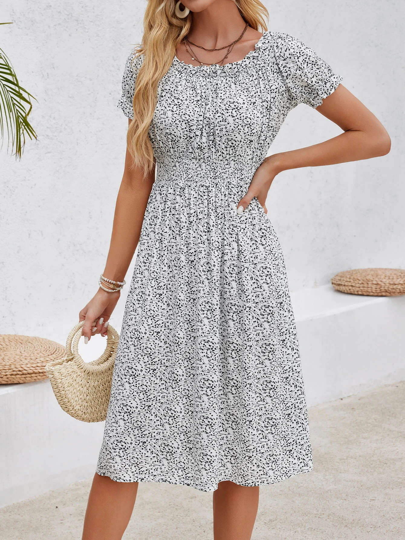 2024 new elegant casual floral dress for women