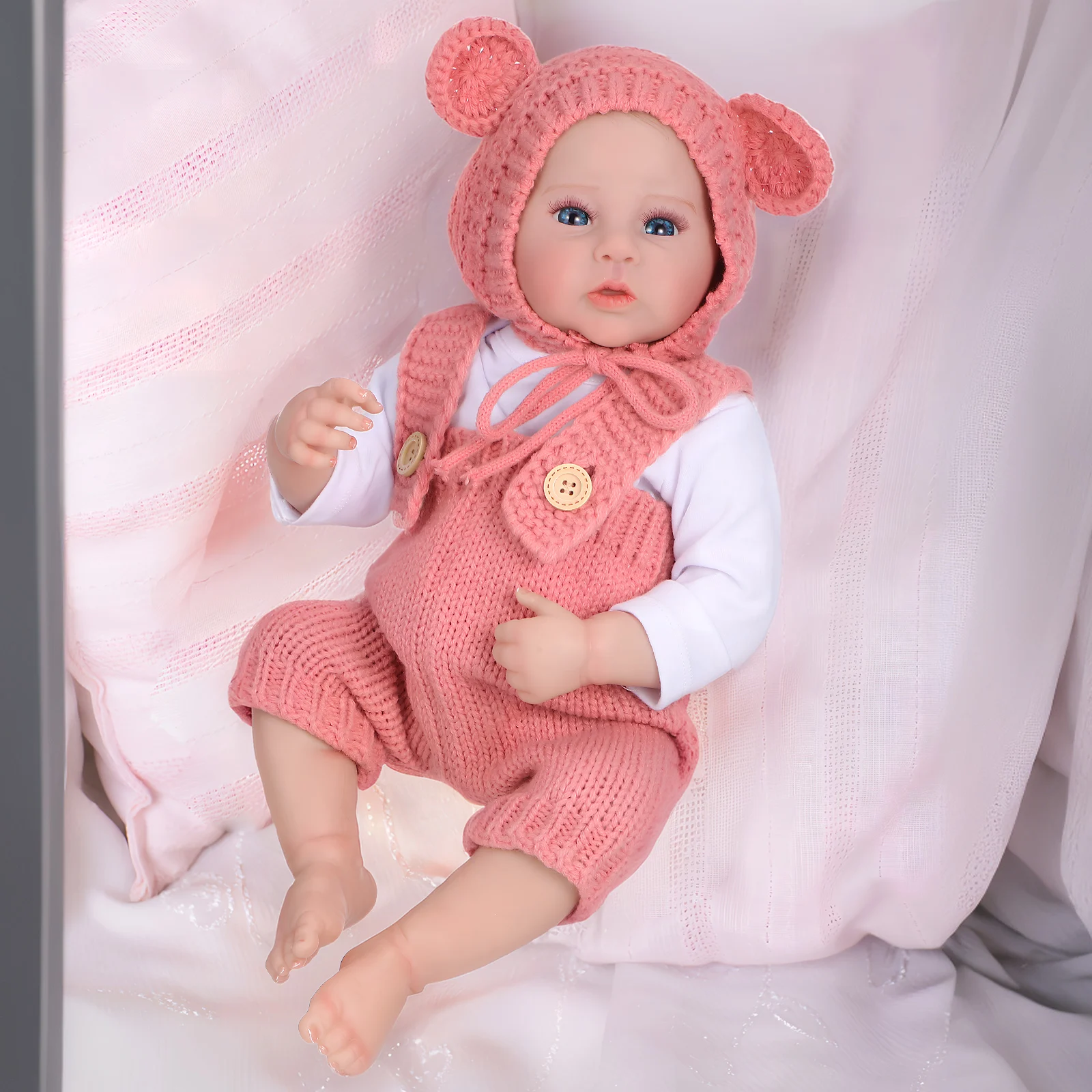 

1pc 19 Inch Realistic Vinyl Baby Infant For Kids With Feeding Kit Clothes Accessories Simulation Playthings
