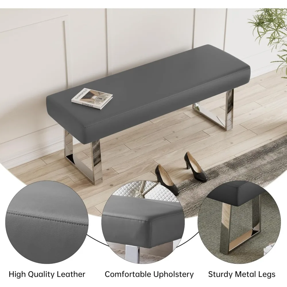 مقعد غرفة نوم منجد بأرجل معدنية - مسند قدم صغير للمطبخ والمدخل وغرفة الطعام وزوايا داخلية