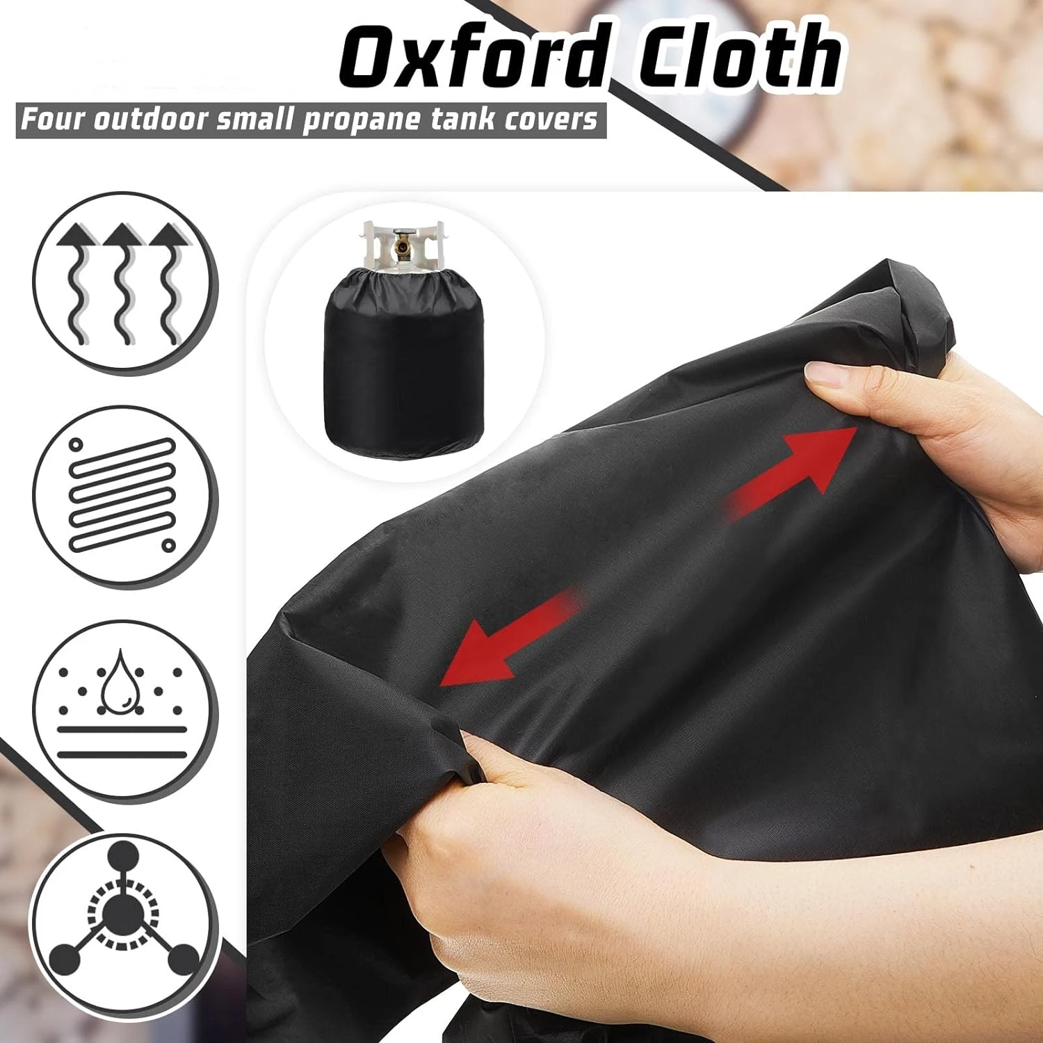 210D Outdoor Propane Tank Gas Bottle Cover Black Oxford Cloth Waterproof, Dustproof and UV-proof Camping Barbecue Gas Stove Cove