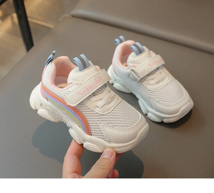 Baby-Sport-Turnschuhe für Kleinkinder, Jungen und Mädchen, kleine Kinder, Air-Mesh-Freizeitschuhe, atmungsaktiv, Regenbogen-Mode, 2025, Frühling und Herbst, Neu – Detail 9