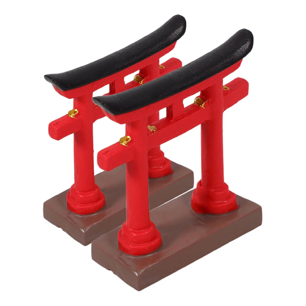 

2pcs Miniature Torii Gate Bird Japanese Resin Ornament For Aquarium Garden Bonsai Desk Decor Micro Landscape Decor