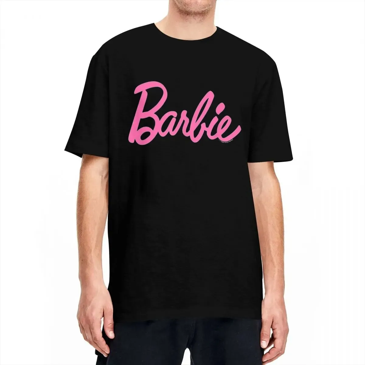 Family Clothing Vintage Pink Barbi T-Shirt Men Women's Crewneck 100% Cotton T Shirt Barbie Short Sleeve Tees Printed Clothing