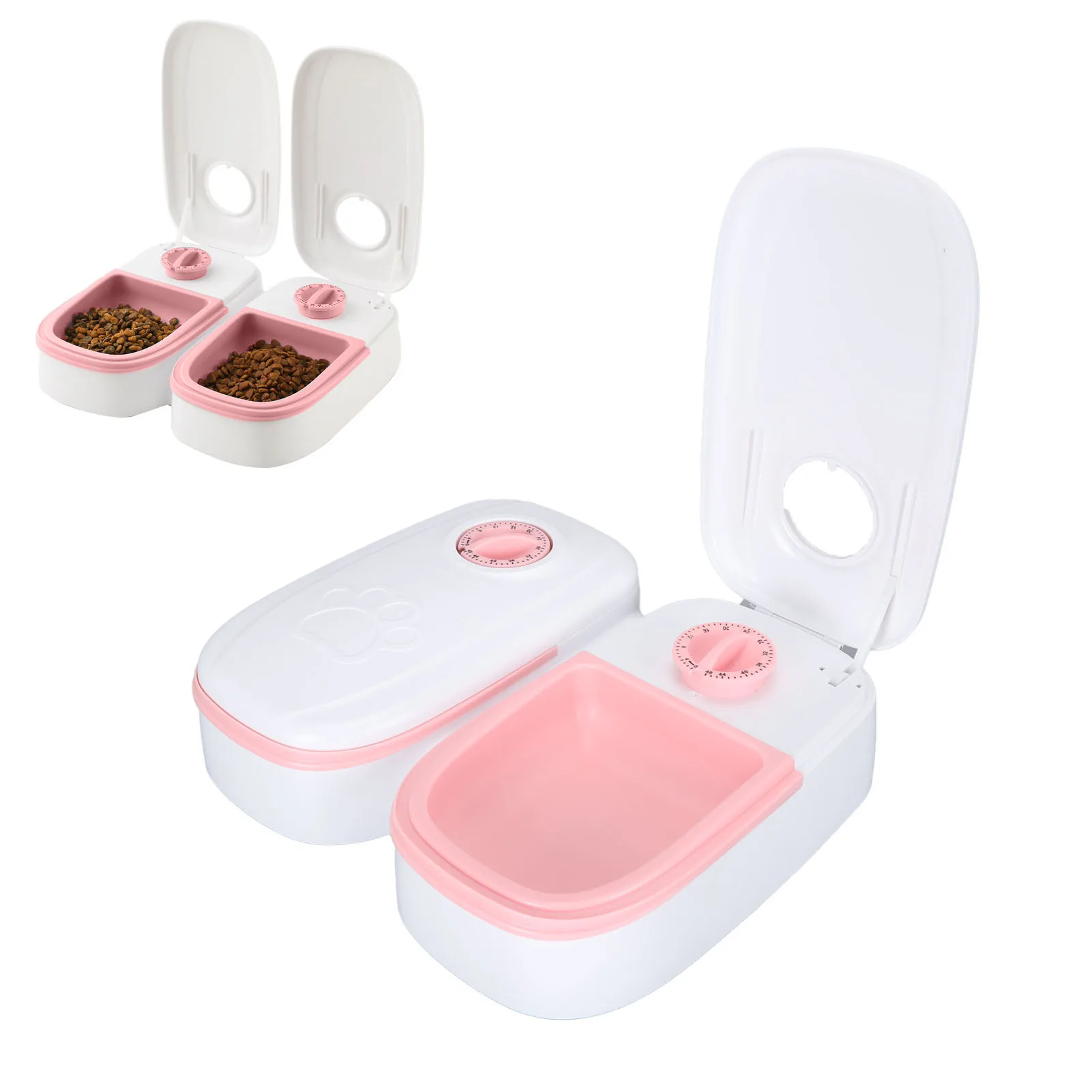 ZK30 2 Meal Automatic Pet Feeder Large Capacity Smart Timed Dry Or Semi Moist Pet Food Feeder for Dog Cat Pink