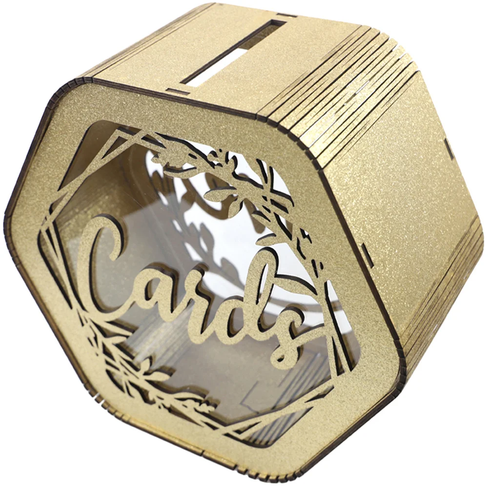 

Wooden Decorative Wedding Card Box Hollow Design For Gift Cards Money Envelopes Storage Wedding Reception Decoration Card Holder