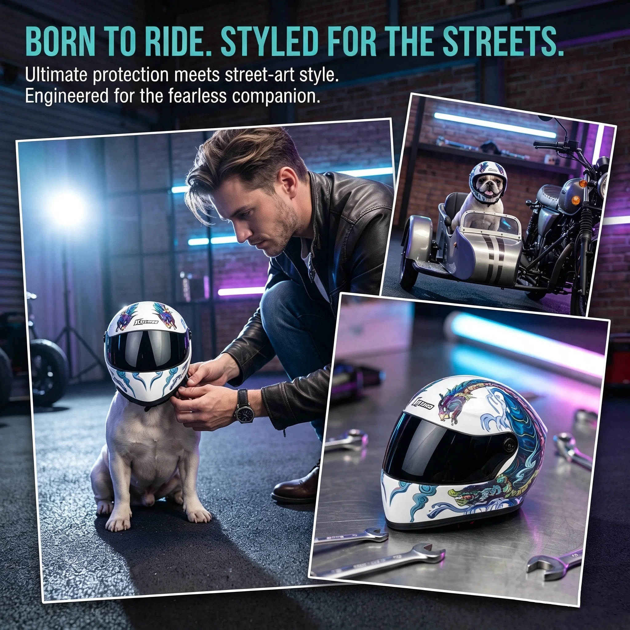 Pet Full Face Helmet ABS Shell UV Protection Adjustable Inner Buckle Lightweight Padding for Small Medium Dogs Cats Head 33cm