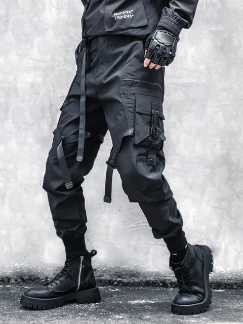 Techwear Tactical Paratrooper Cargo Pants Multi pockets Webbings Adjustable Hip Hop Motorcycle Casual Cargo Trousers For Men AliExpress