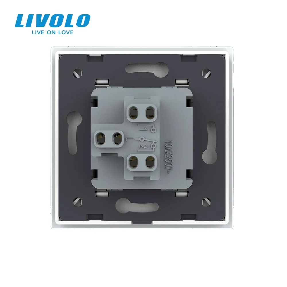 Livolo Mechanical Switch Luxury Crystal Glass Panel,Push Button 1 Gang 2 Way Switch, Keyboard Traditional Switch,22.5mm*45mm