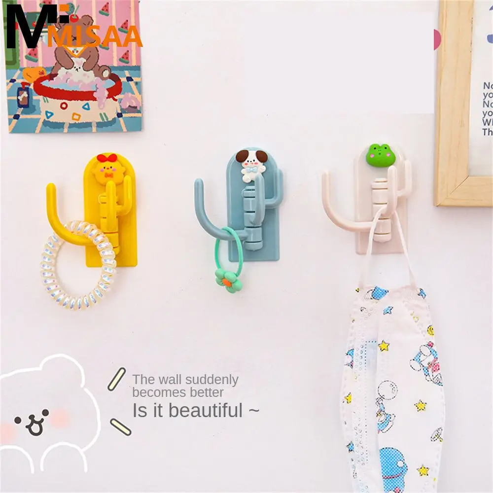 Hook No Punch Student Dormitory Self-adhesive Creative Household Gadgets Storage Rack No Mark Wall Door Hanging Three Hook Rack