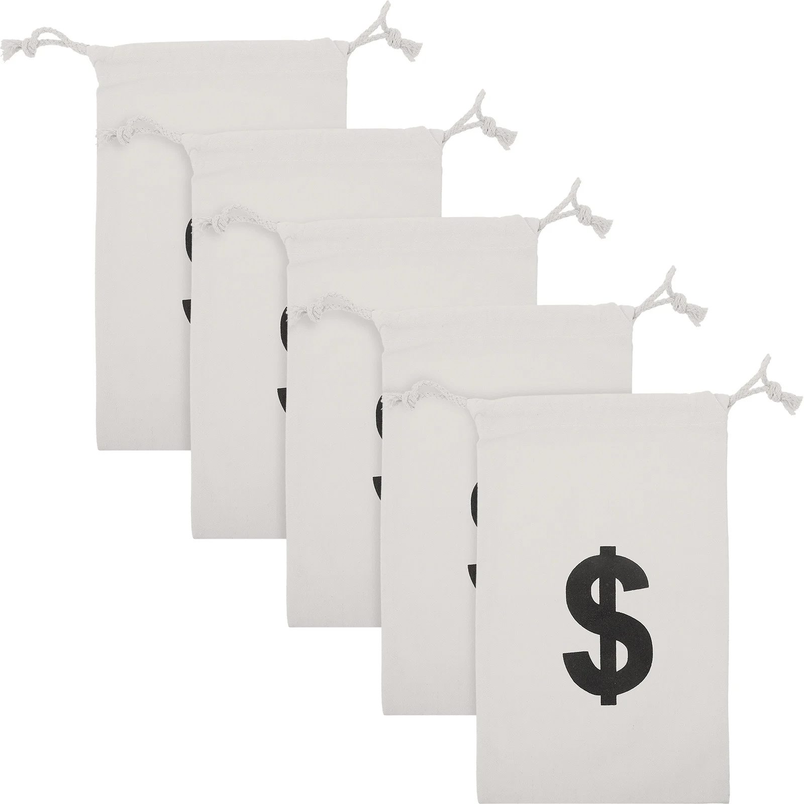 

5Pcs Canvas Drawstring Money Bags Dollar Sign Small Gift Packaging Pouches Jewelry Storage Party Favor Bags Coin Pouches