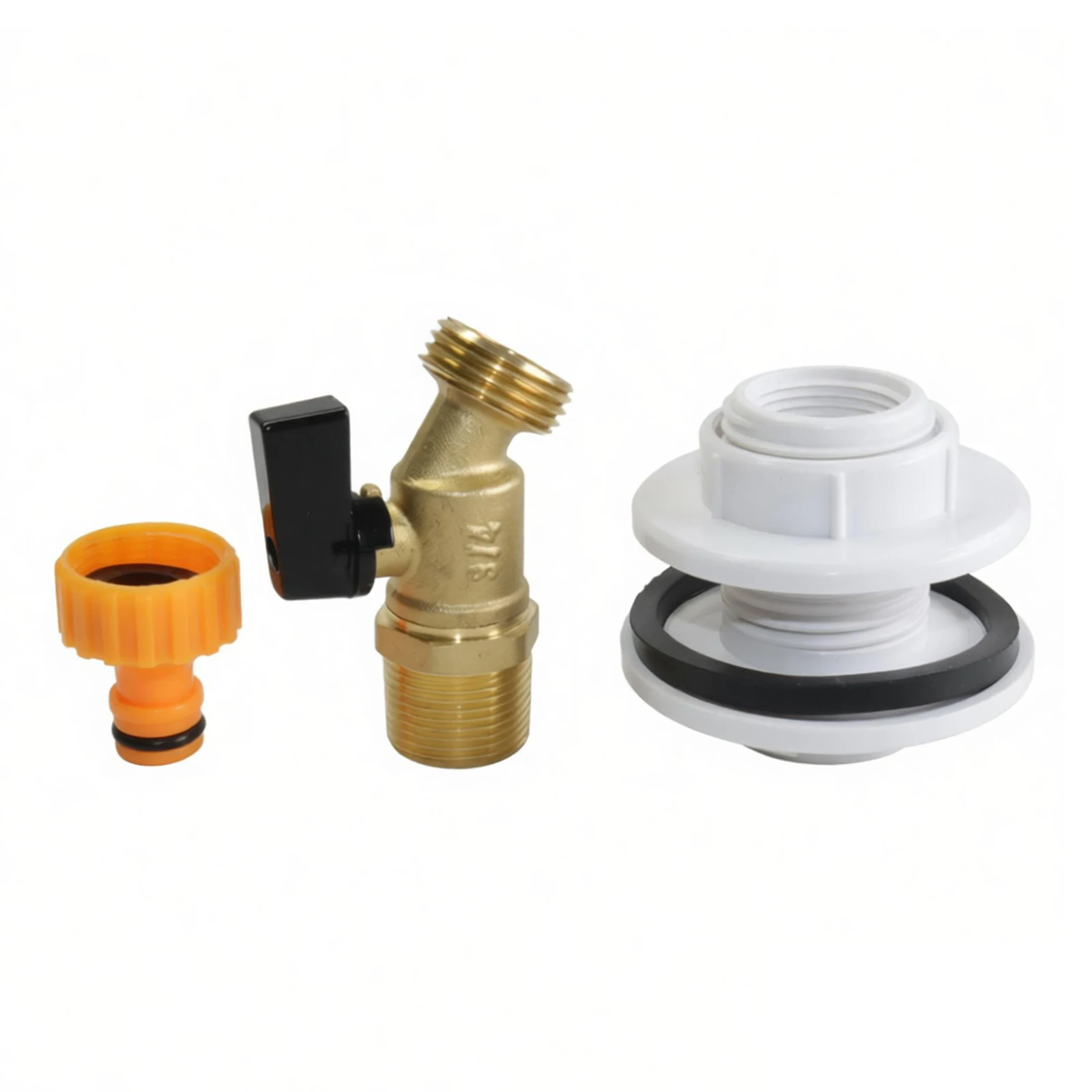 IBC S60*6 Kit IBC water tank adapter flange through plate+ copper valve+ plastic nipple joint, garden automatic irrigation