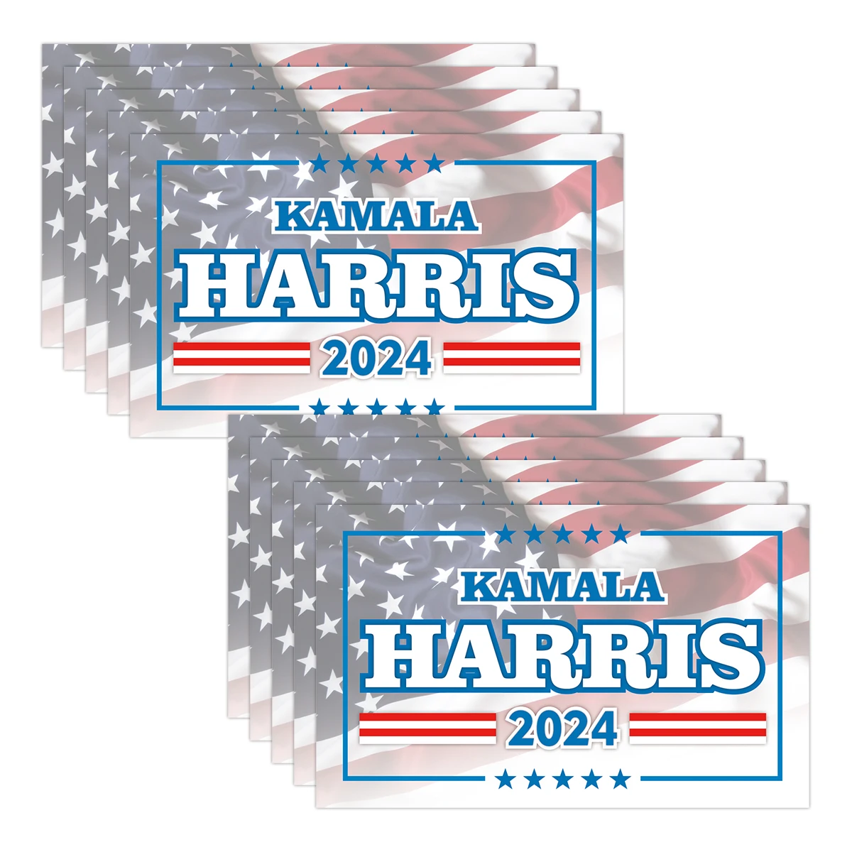 10pcs Kamala Harris 2024 adesivi, presidente Kamala Harris 2024 Flag Bumper Sticker decalcomanie in vinile impermeabile per finestrino dell\'auto,