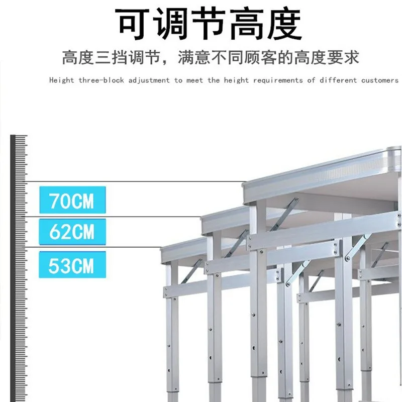 Outdoor folding tables and chairs, portable aluminum alloy ground marketing night market stall table, promotional simple