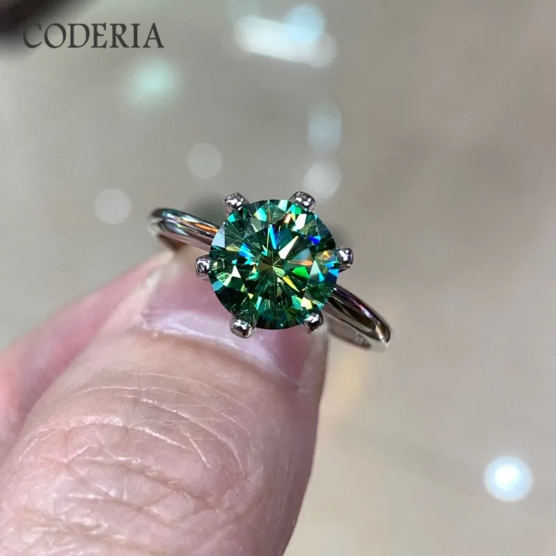 Green Moissanite Ring Delivery GRA Certificate Black Card S925 Silver 2-5 Carat Luxury Rings Women Birthday Gift Jewelry