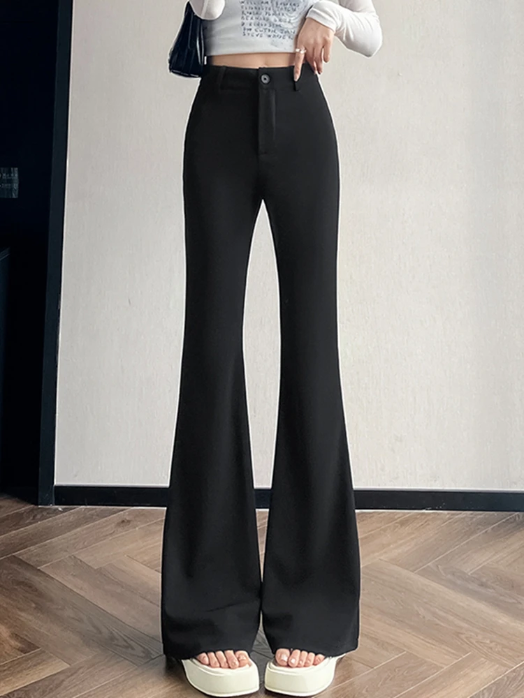 Elegante Sommer Schwarz Flare Hosen Frauen Hosen 2025, Koreanische Mode Y2k Kleidung Pantalones streetwear Hohe Taille Breite Bein Hosen