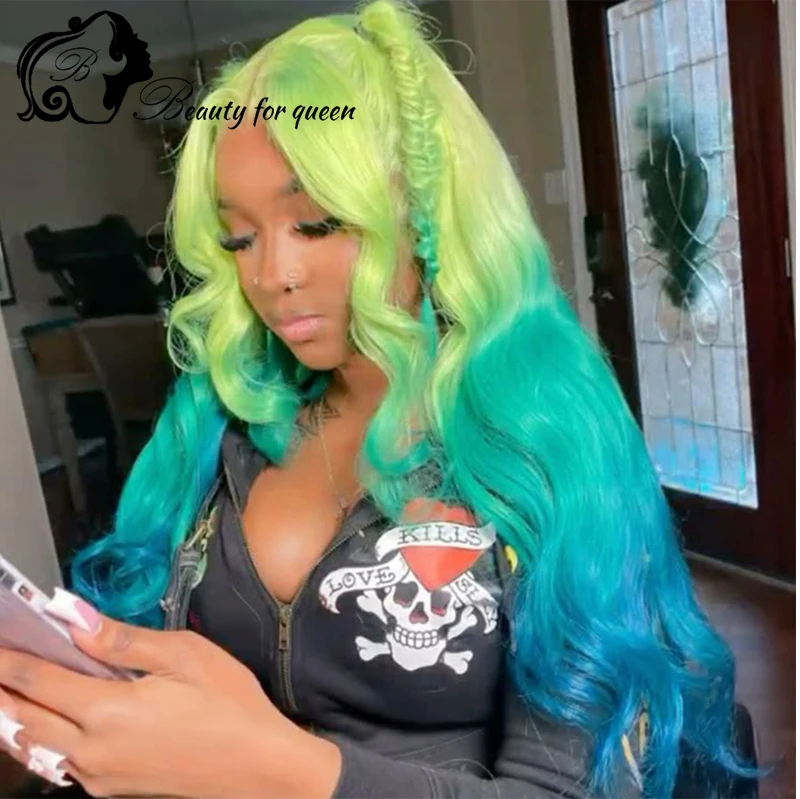 Deep Wave 13X6 Hd Lace Front Human Hair Wig Light Blonde Mint Green Grey Colored Wigs 13x4 Lace Front Wigs Clearance Sale Items