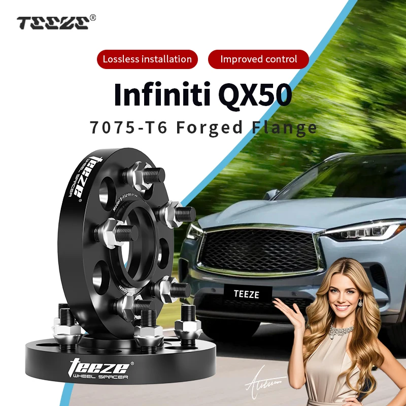

Teeze 2/4 шт. 5x114,3 CB66,1 мм M12x1,5 ступица центральная черная кованая проставка для колеса для Infiniti QX50 фланцевая пластина 15/20/25/30/35 мм