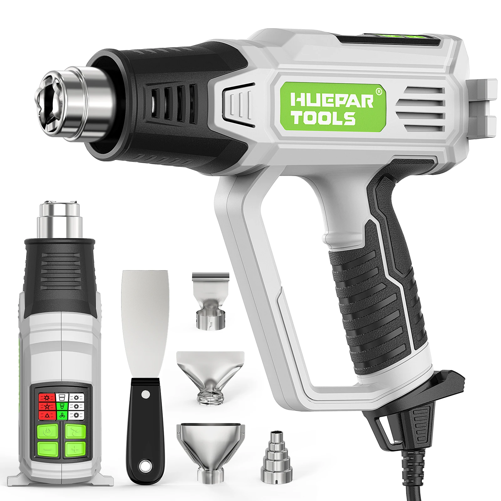 Hot Air Gun with LCD 12 Variable Temperatures Adjustable 120℉- 1110℉ Heat Gun 1500W/2000W High Power with 5 Accessories