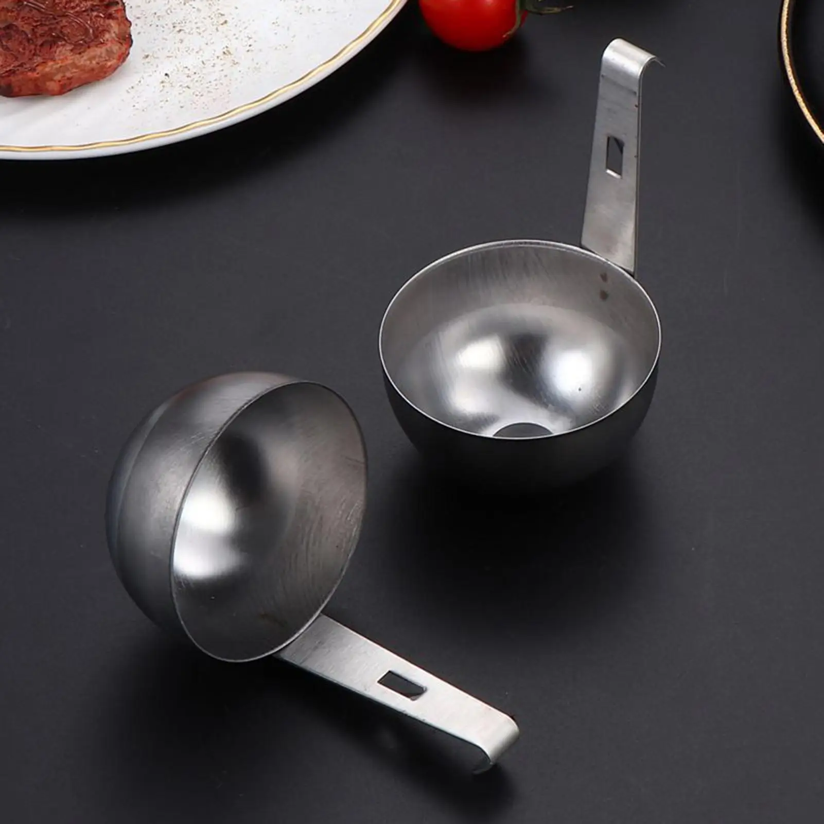 Poached Egg Cooker Hangable Stainless Steel Egg Poacher Round Boiler Steamer Nonstick Cups Holder for Kitchen Cooking Picnic
