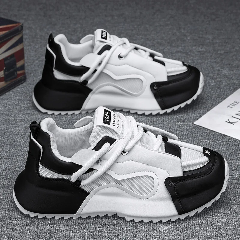 Men's shoes 2026 spring sports shoes new mesh casual shoes thick sole with increased height inside dad shoes