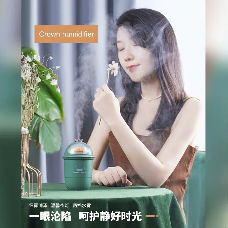 USB увлажнитель воздуха ультразвуковой крутой туманообразователь со светодиодной подсветкой для домашнего автомобиля электрический милый мультяшный увлажнитель воздуха с короной и уткой