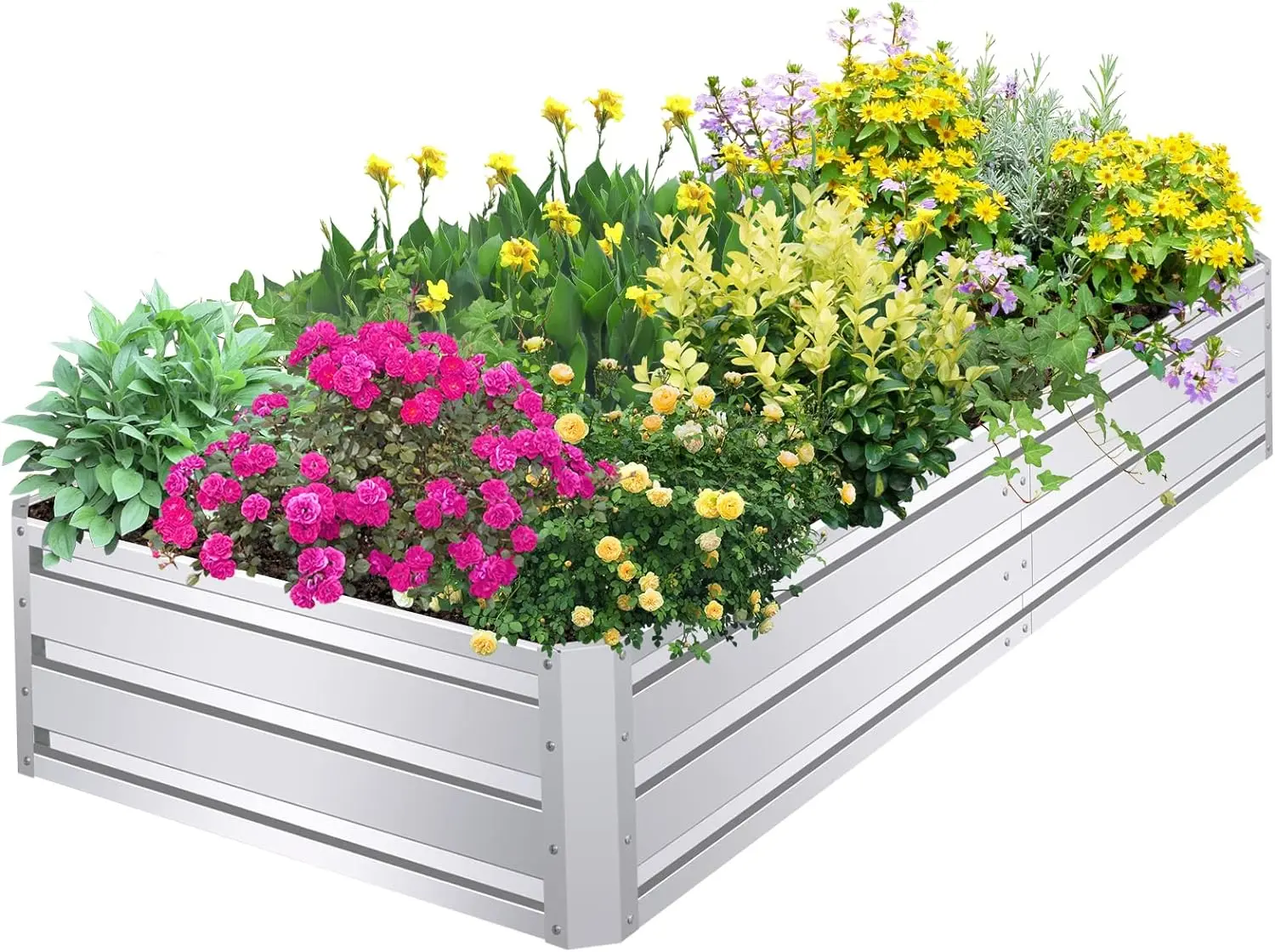 

Raised Garden Bed 8x4x1FT Outdoor Large Metal Planter Box Steel Kit for Planting Vegetables, Flowers