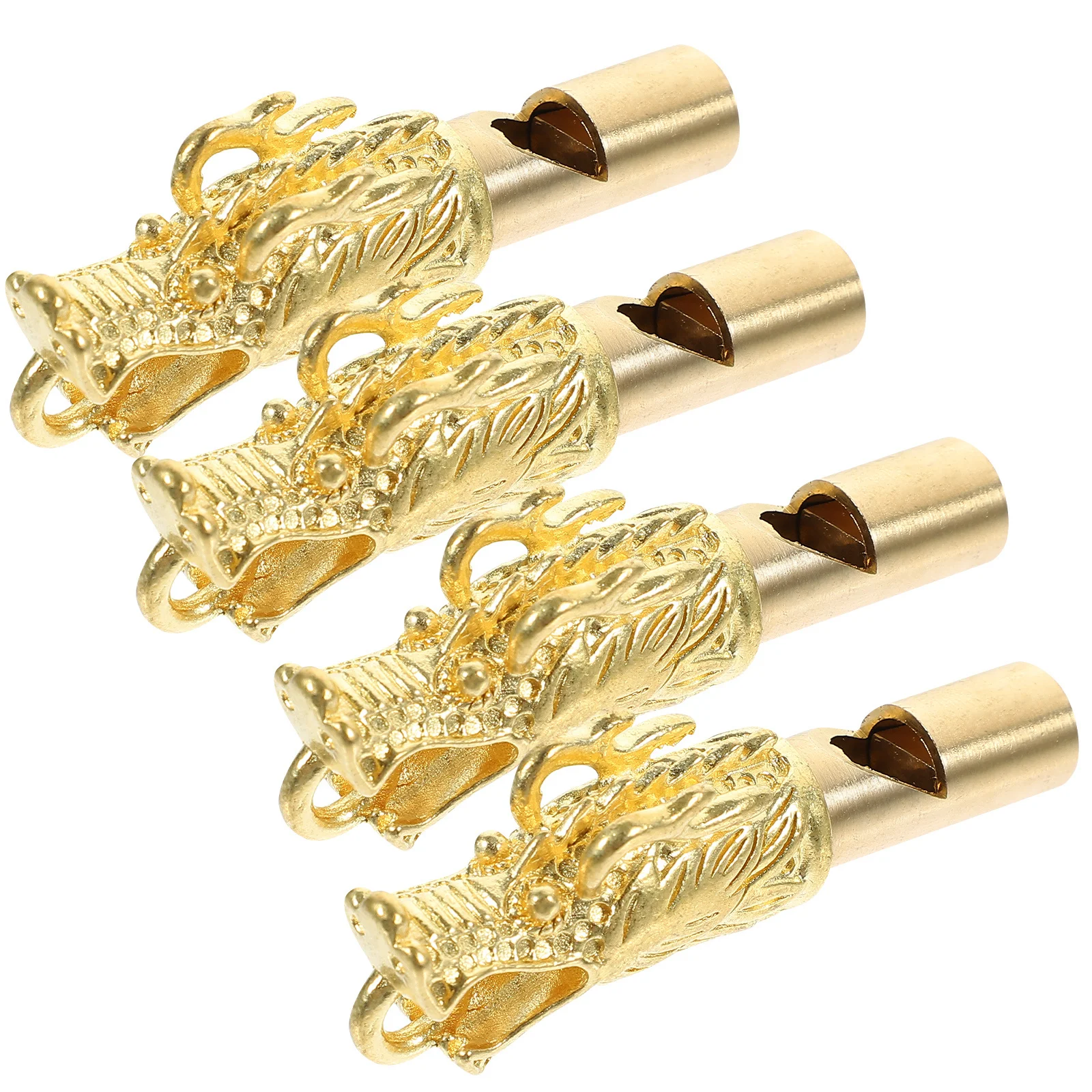 

4Pcs Dragon Head Whistle Brass Animal Pendant Loud Emergency Survival Whistle for Outdoor Camping Hiking Sports Keychain