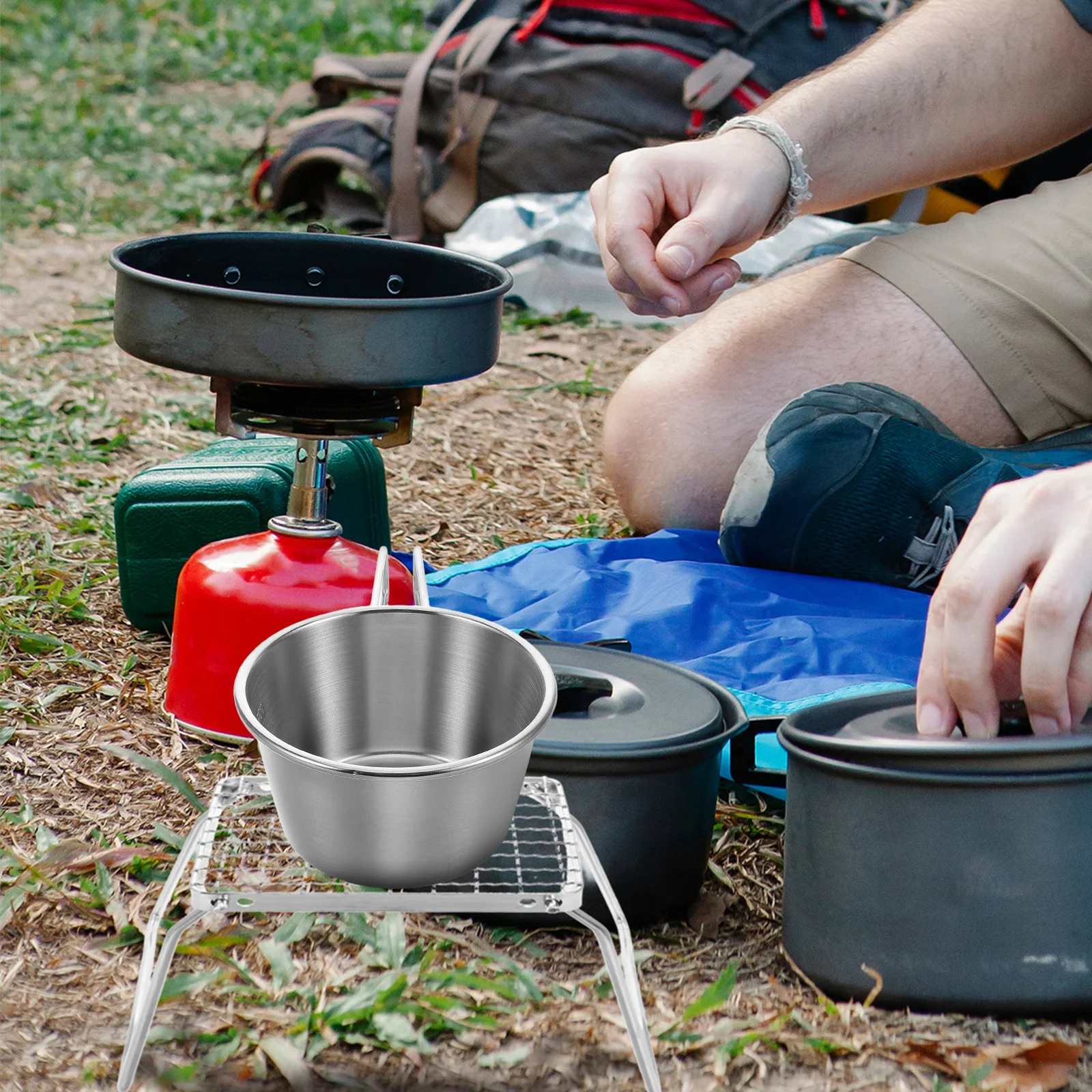 

Stainless Steel Outdoor Camping 200Ml Hiking Versatile Cup Water Boiling Serving Soup Portable Bowl Stackable Lightweight