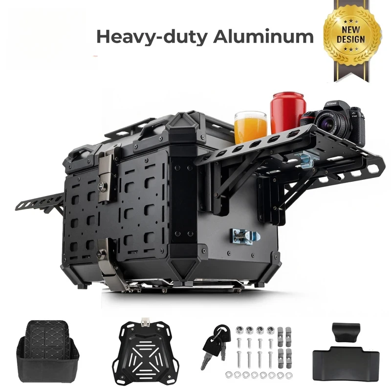 45L Motorcycle Helmet Box Aluminum Top Tail Rear Lage Storage Cases Lock Trunk  R1200GS R1250GS R1200GS