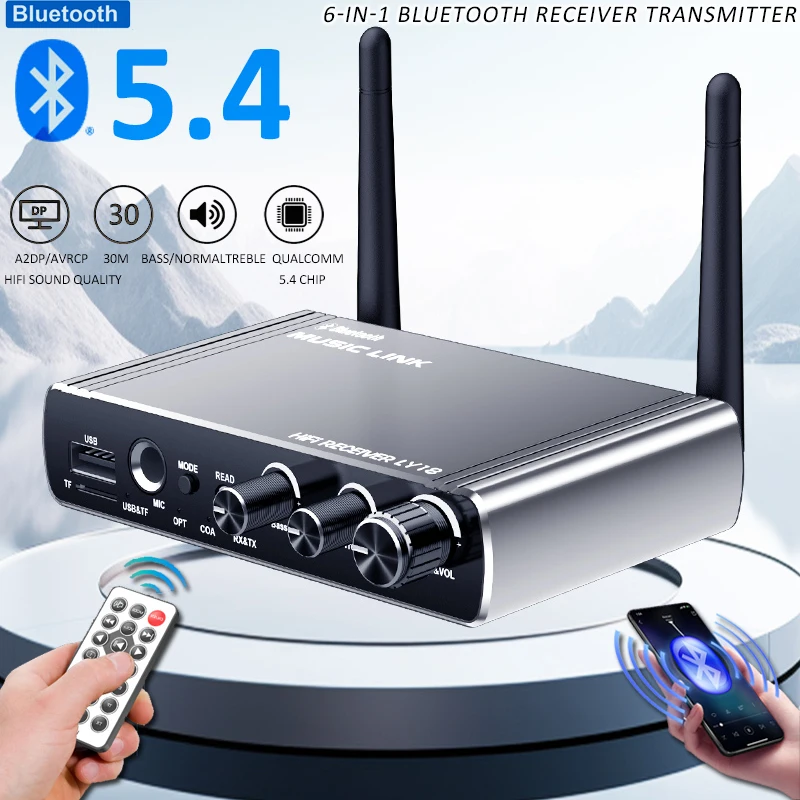 HIFI lossless Bluetooth receiver Long Range Bluetooth Adapter 5.4 Adapter Audio Wireless USB Bluetooth Receiver Remote Control