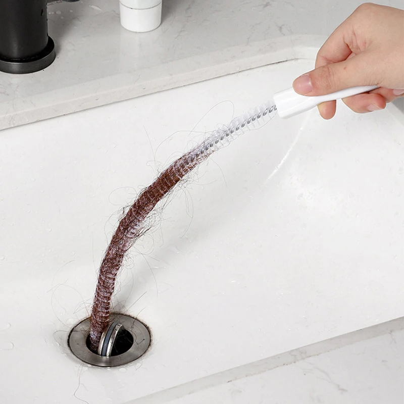 Pipe Dredging Brush Bathroom Sewer Hair Remove Sink Cleaning Brush 45Cm Drain Cleaner Bendable Flexible Cleaning Tools