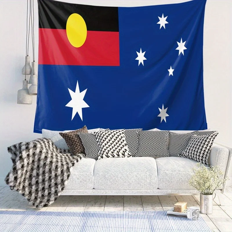 1pc Australian Flag Tapestry with Aboriginal Star Design Wall Hanging Decor Ideal for Wedding Backdrop Entryway Living Room