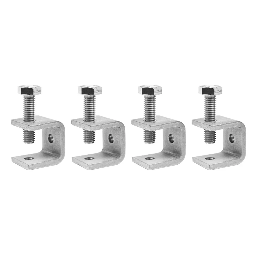 4Pcs C-Clamp Steel Pipe Square Clamp Pull Ring Adjustable Fixed Holder Clip Multi-Function Hardware Fasteners